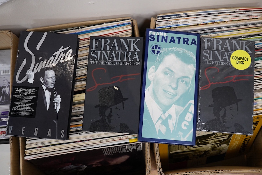 A large collection of LPs and CD box sets, artists include; Frank Sinatra, Tony Bennett, Pavarotti, Tom Jones, Donald Pears, Peggy Lee, Neil Sedaka, Shirley Bassey, Diana Washington, Barbra Streisand, etc. Condition - fa